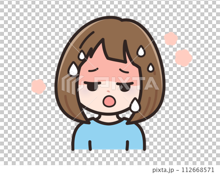 暑いの若い女性のイラスト 暑いの若い女性のイラスト 112668571