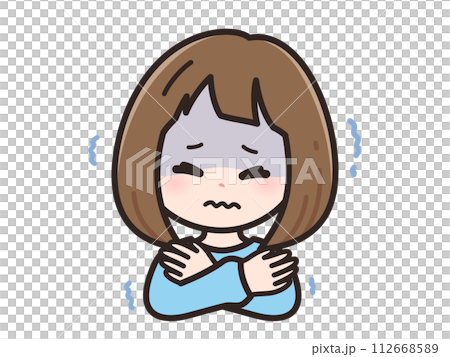 一個年輕女子在寒冷中的插圖 112668589