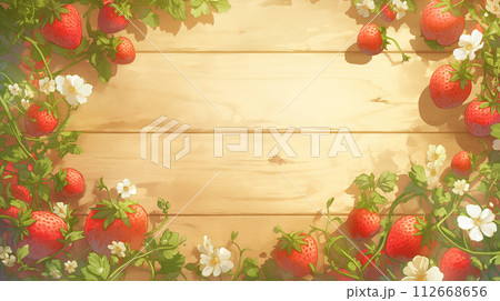 水彩画のイチゴのフレーム 水彩画のイチゴのフレーム 112668656