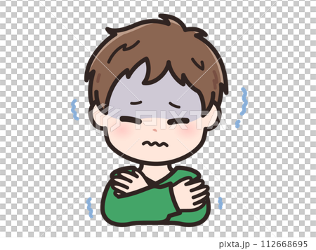 一個年輕人在寒冷中的插圖 112668695