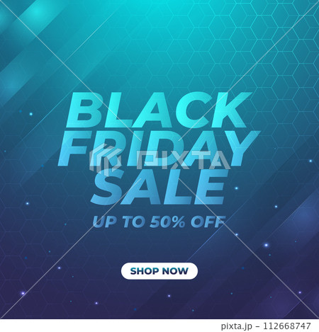 Black Friday sale banner with hexagon concept in futuristic style 112668747
