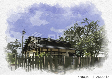 水彩画風 飯山城址公園 交流展示館 長野県飯山市 水彩画風 飯山城址公園 交流展示館 長野県飯山市 112668812