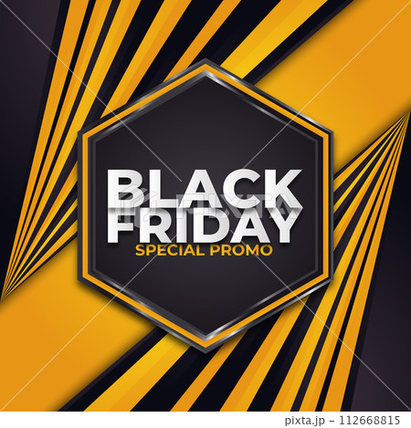 Black Friday sale banner with abstract concept in black and yellow style Black Friday sale banner with abstract concept in black and yellow style 112668815