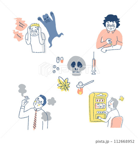 さまざまな依存症のイラスト　バリエーションセット 112668952