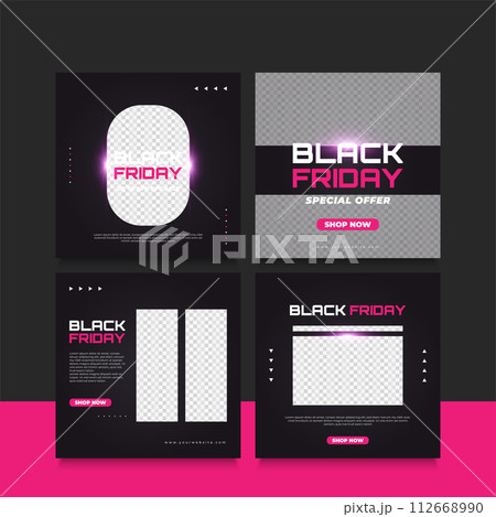 Collection of Black Friday sale banner or poster can be used for social media feed or post template in vibrant concept Collection of Black Friday sale banner or poster can be used for social media feed or post template in vibrant concept 112668990