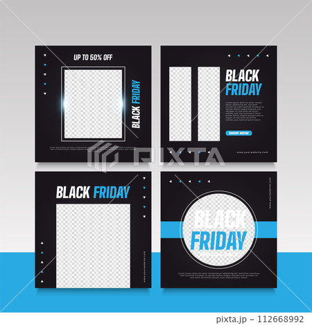 Collection of Black Friday sale banner or poster can be used for social media feed or post template 112668992