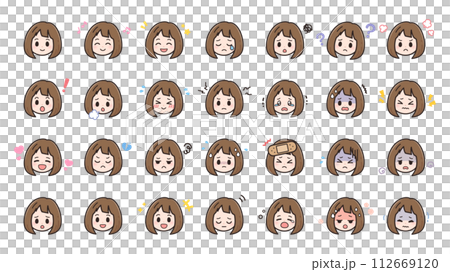 若い女性の表情セット 112669120