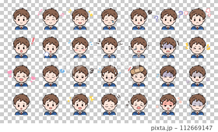 Facial expression set for male students Facial expression set for male students 112669147