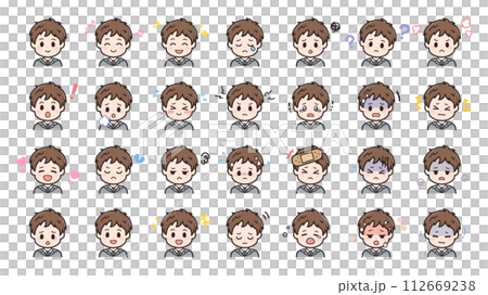 Facial expression set of a man in a suit 112669238