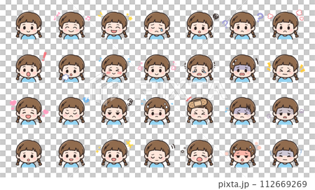 Girl's facial expression set 112669269