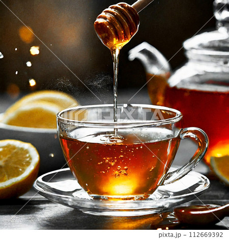 紅茶に蜂蜜を入れる瞬間 112669392
