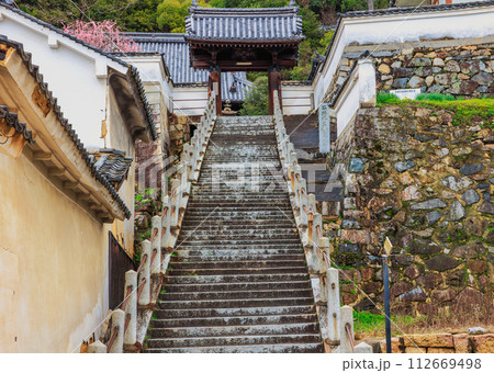 雨上がりの西方寺、石階段 (広島県竹原市) 112669498