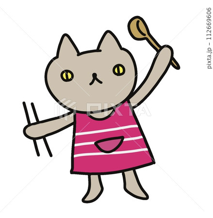 料理するネコ 112669606