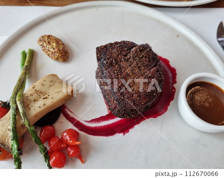 a gourmet beef steak plate a gourmet beef steak plate 112670066