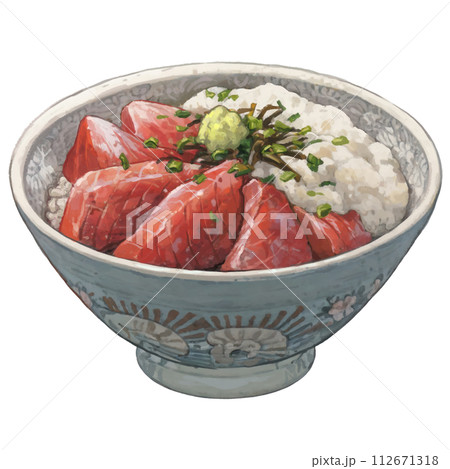 ふわふわとろろの鉄火丼のイラスト ふわふわとろろの鉄火丼のイラスト 112671318