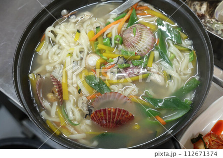 Korea food. chopped noodles Seafood kalguksu 112671374
