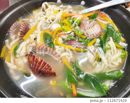 Korea food. chopped noodles Seafood kalguksu 112671420