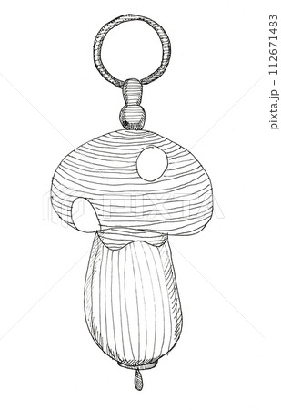 hand drawn sketch of keychain in mushroom shape hand drawn sketch of keychain in mushroom shape 112671483