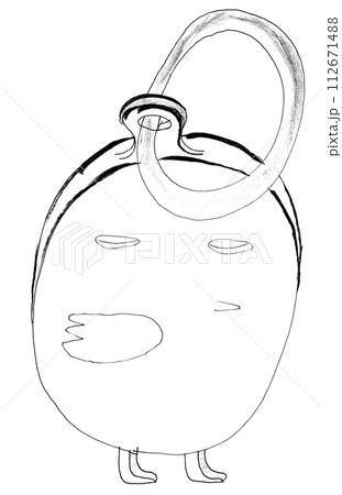 hand drawn sketch of egg or chick shape keychain 112671488