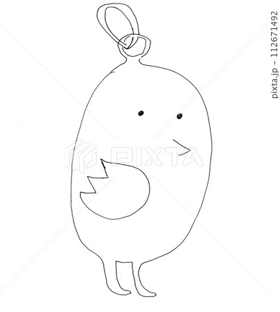 hand drawn sketch of pendant in egg or chick shape 112671492