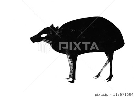 Silhouette of saber-toothed deer mouse on paper 112671594