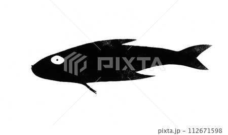 Silhouette of sea fish drawn by hand with ink Silhouette of sea fish drawn by hand with ink 112671598