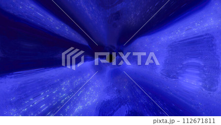 Blue energy tunnel frame with futuristic electric field particles and lines of high-tech energy. Abstract background Blue energy tunnel frame with futuristic electric field particles and lines of high-tech energy. Abstract background 112671811