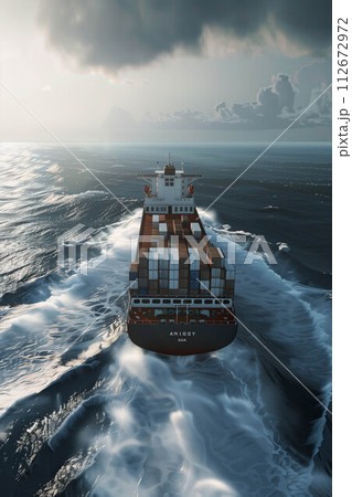 Container ship sailing in the sea. 112672972