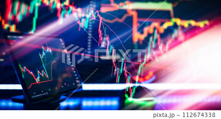 Financial chart with up trend line graph. Wealth management with risk diversification 112674338
