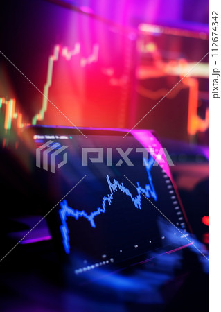 Financial chart with up trend line graph. Wealth management with risk diversification Financial chart with up trend line graph. Wealth management with risk diversification 112674342