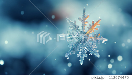 Snow flake macro. Generative ai 112674470