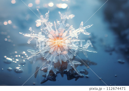 Snow flake macro. Generative ai 112674471