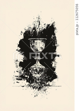 Ace of cups tarot card drawing in rustic inks 112675056