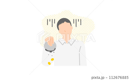 手持ちのお金が無くて困っている男性のイラスト 手持ちのお金が無くて困っている男性のイラスト 112676885