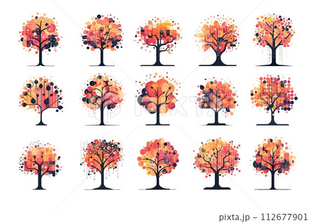 AI-generated content. Digital tree polygonal logo vector set. Technology development growth symbols, big data progress it icons, concepts isolated on white background AI-generated content. Digital tree polygonal logo vector set. Technology development growth symbols, big data progress it icons, concepts isolated on white background 112677901