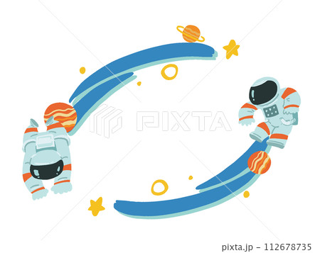 宇宙服を着た人と宇宙のポップなフレームイラスト 112678735