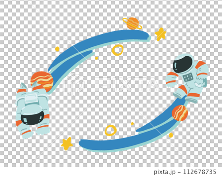 宇宙服を着た人と宇宙のポップなフレームイラスト 112678735