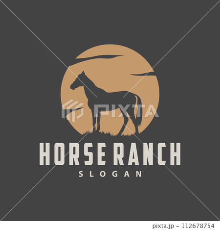 Horse logo simple illustration horse ranch template western country cowboy retro vintage silhouette design Horse logo simple illustration horse ranch template western country cowboy retro vintage silhouette design 112678754