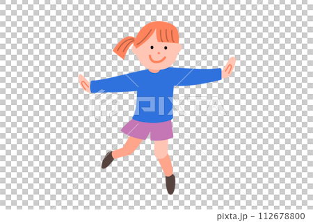 圖庫插圖: 跳躍的女孩 圖庫插圖: 跳躍的女孩 112678800