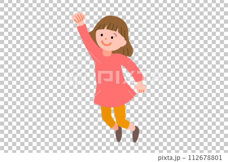 圖庫插圖: 跳躍的女孩 圖庫插圖: 跳躍的女孩 112678801