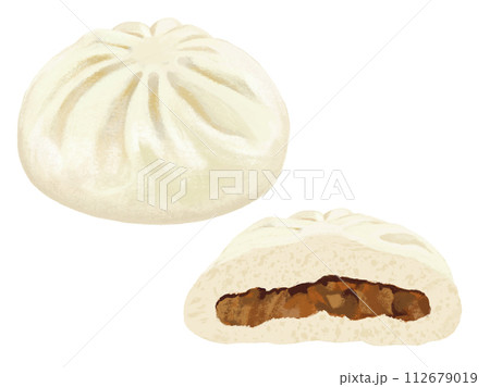 肉まん（1個と断面） 112679019