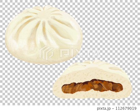 肉まん（1個と断面） 112679019