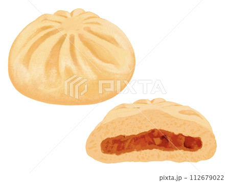 ピザまん（1個と断面） 112679022