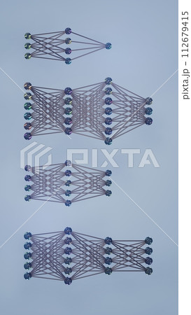 Neural Network Structure: 3D Model of Neurons and Connections, 3D rendering Neural Network Structure: 3D Model of Neurons and Connections, 3D rendering 112679415