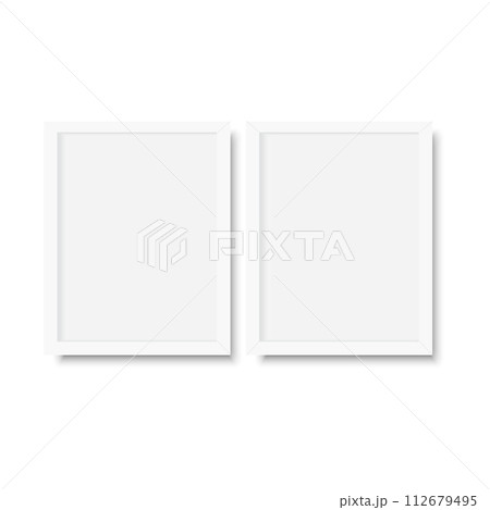 3D white picture frame design. Vector 112679495