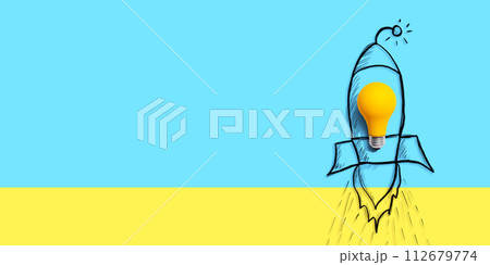 Idea light bulb flying to the sky like a rocket 112679774