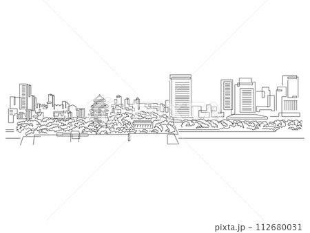 nuance_illustration_大阪、日本、大阪城、都市、景観 112680031