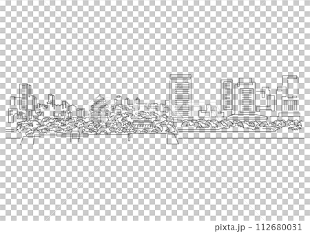 nuance_illustration_大阪、日本、大阪城、都市、景観 112680031