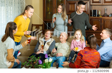 Happy family carefree communicating Happy family carefree communicating 112680996