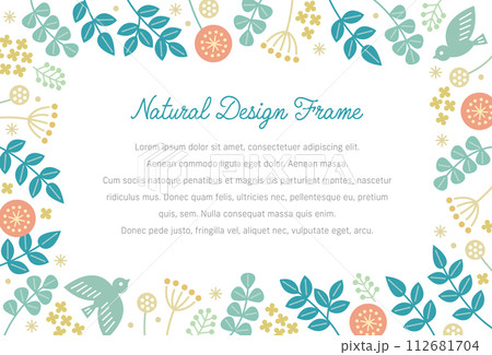 北欧風お花のデザインフレーム 112681704